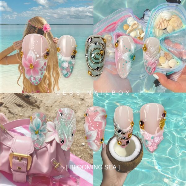 Blooming Sea press-on nails by Jess Nailbox