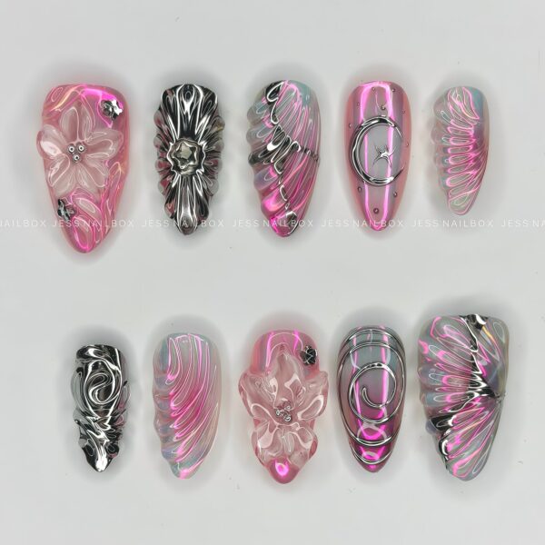 Celestial Flora press-on nails by Jess Nailbox
