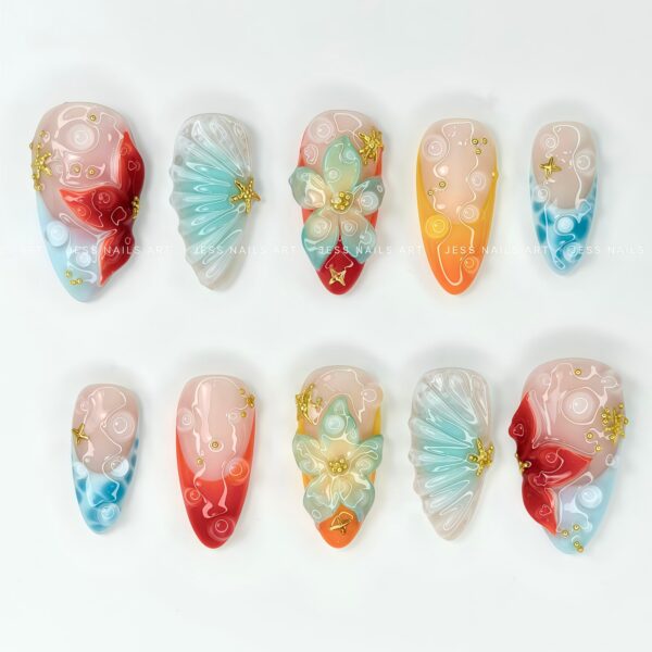 Ocean Pop press-on nails by Jess Nailbox