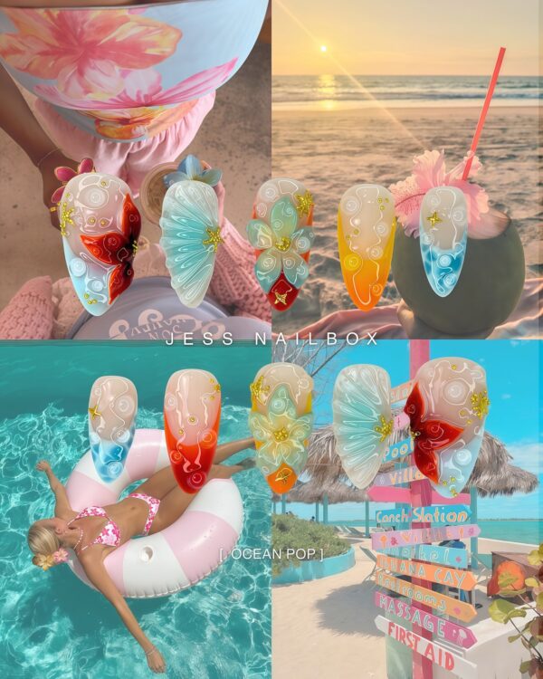 Ocean Pop press-on nails by Jess Nailbox