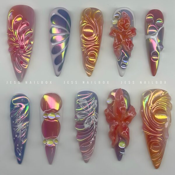 Sunset Bloom press-on nails by Jess Nailbox